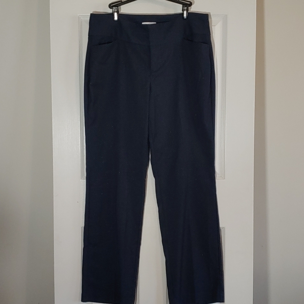 Elle Blue Silver Dot Straight Leg Trouser Office Pants Size 12